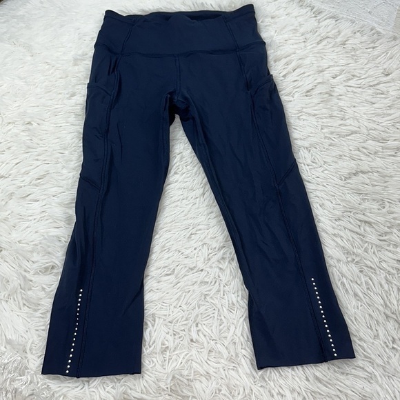 Lululemon Fast & Free Crop II *Nulux 19" Midnight Navy - Picture 2 of 6